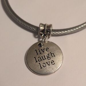 Silver Inspirational " Love Laugh Love"‎ Dangle Charm for Pandora Style Bracelet